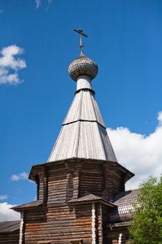 Wooden orthodox church in Ferapontov monastery in summer day

