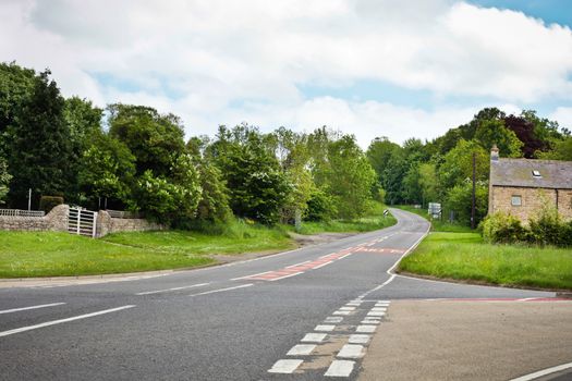 Junction at a rural road in Northumberland, UK