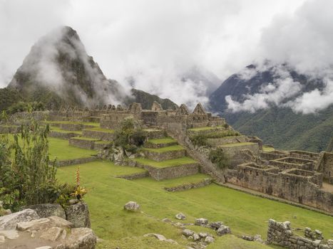 Machu Picchu - Mysterious city and archaeological site of pre-Columbian civilization of the Incas on the Andes cordillera mountains archeology near Cusco, Peru.