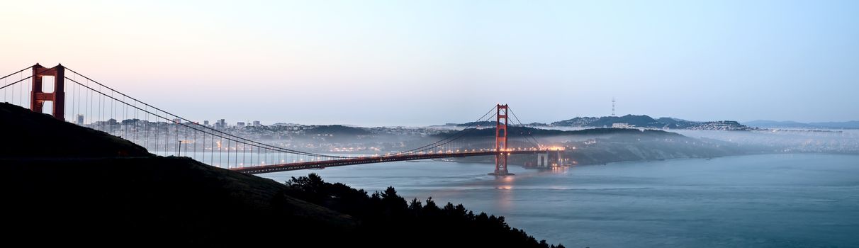 San Fransisco Skyline night shot from high viewpoint panoramic