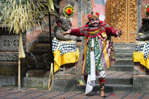 UBUD, BALI, INDONESIA - SEP 21: Actor performs an minister character on traditional balinese performance Barong on Sep 21, 2012 in Ubud, Bali, Indonesia. Barong show is popular tourist attraction on Bali