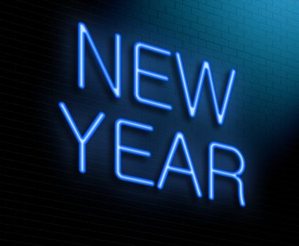 Illustration depicting an illuminated neon sign with a New Yearconcept.