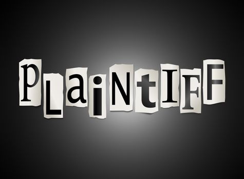 Illustration depicting a set of cut out printed letters formed to arrange the word Plaitiff.