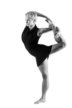 Attractive girl dancing, shot in black and white version