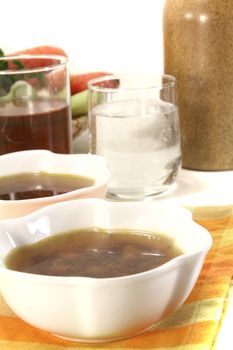 fresh Beef Consomme on light background