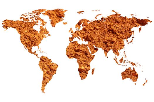 a world map or world map on red earth