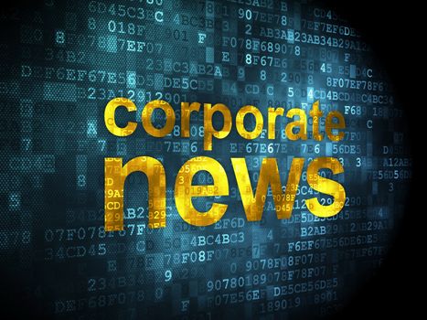 News concept: pixelated words Corporate News on digital background, 3d render