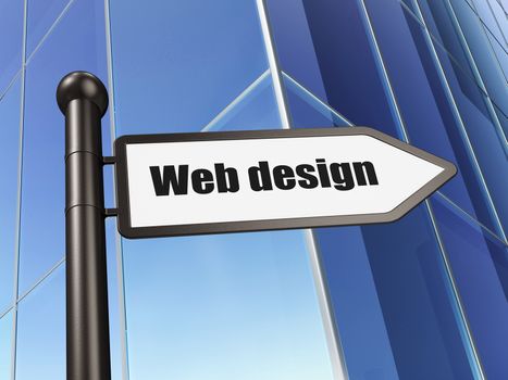 Web design concept: Web Design on Building background, 3d render
