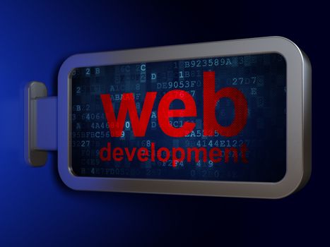 Web development concept: Web Development on advertising billboard background, 3d render