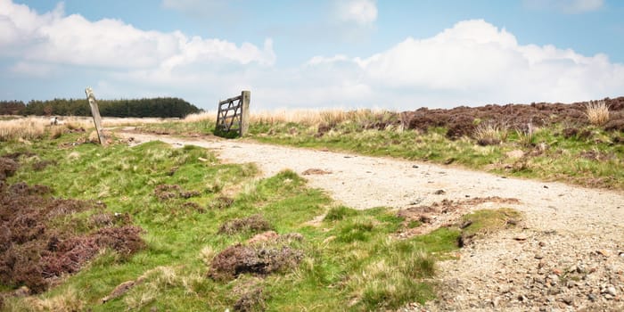 A gravel path in the Pennine hills, England