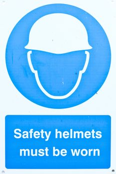 Health and safety warning sign at a construction site