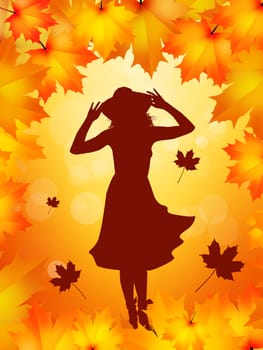 illustration of woman in autumn