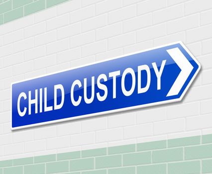 Illustration depicting a sign directing to child custody.