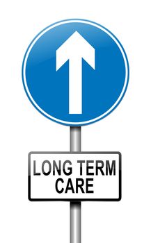 Illustration depicting a sign with a long term care concept.