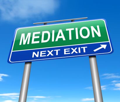 Illustration depicting a sign with a mediation concept.