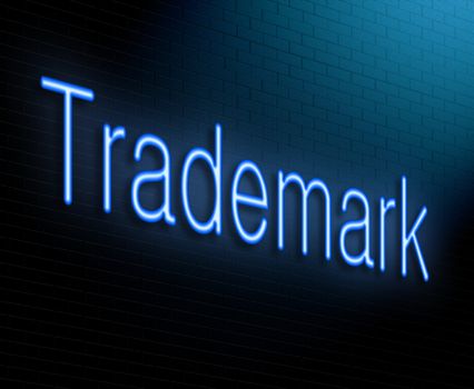 Illustration depicting an illuminated neon sign with a trademark concept.