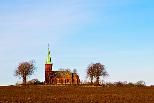 View of a beautiful typical Scandinavian church