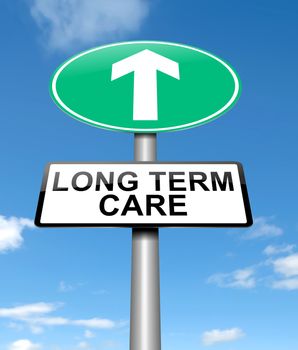 Illustration depicting a sign with a long term care concept.
