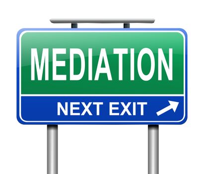 Illustration depicting a sign with a mediation concept.
