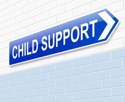 Illustration depicting a sign with a child support concept.