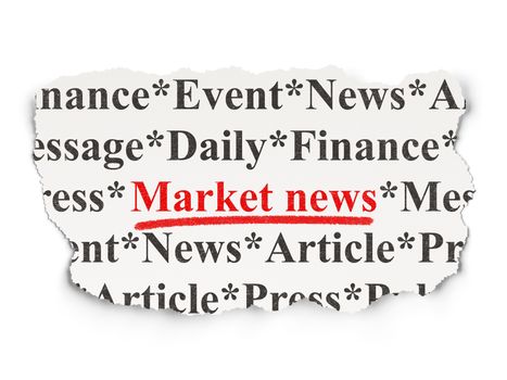 News concept: torn newspaper with words Market News on Paper background, 3d render