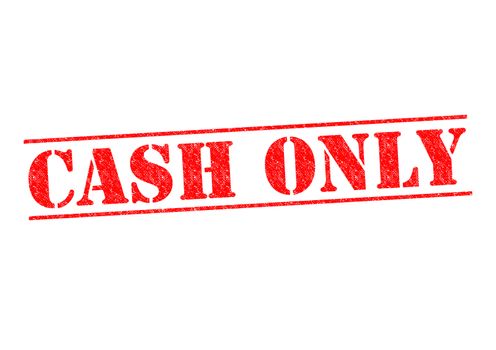 CASH ONLY Rubber Stamp over a white background.