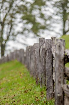 Rustic home made split rail fence in the mountains of North Carolina and virginia