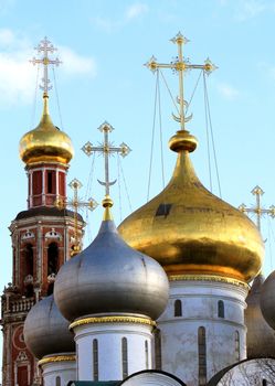 The domes of the Smolny Cathedral in Novodevichy Convent