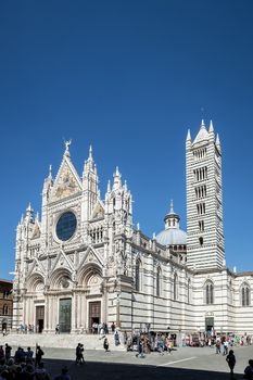Cathedral of the town Siena with blue sky in Tuscany, Italia