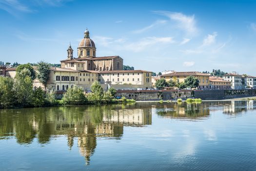 Picture of the church San Frediano with river Arno in Florence