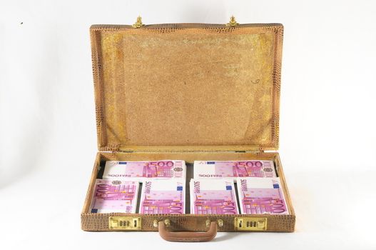 One Suitcase Full of Pink 500 Euros Banknotes