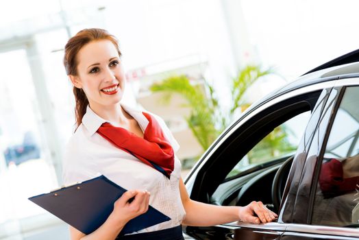 portrait of a young woman in a showroom consultant