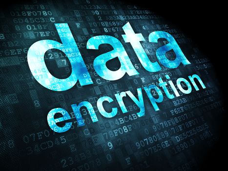 Privacy concept: pixelated words Data Encryption on digital background, 3d render