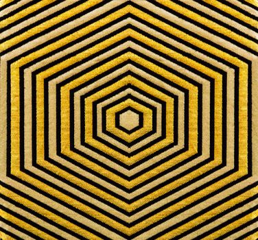 Golden geometry ornament textile pattern - antique cloth japanese kimono of the samurai
