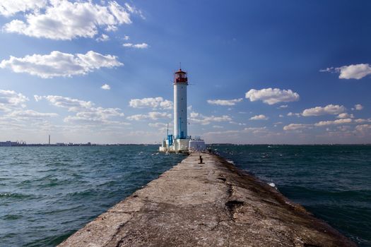 Old Vorontsov lighthouse in Odessa, Ukraine, Black sea.