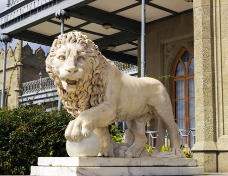 Lion marble sculpture in Vorontsov Palace, Crimea, Ukrain