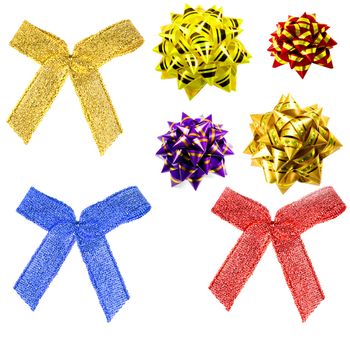 christmas shiny set bows isolated