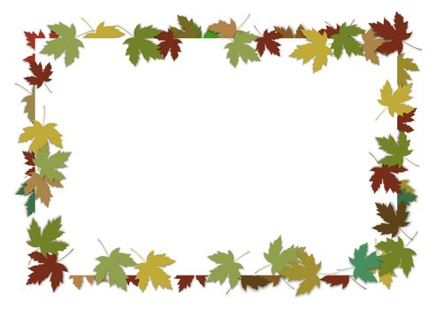 Illustrated frame made of leaves