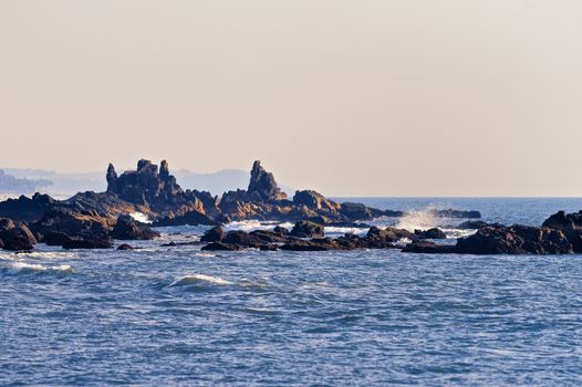 Rocks on the seashore in Arambol, Goa