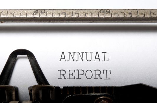 Annual report heading printed on a typewriter 