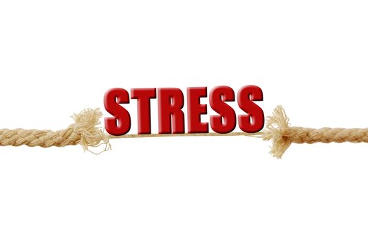 The word stress resting on a breaking rope 
