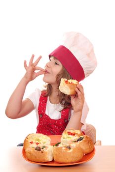 little girl cook with ok hand sign
