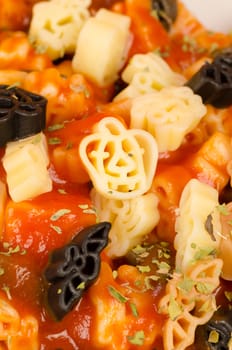 Halloween pasta meal for kids with spooky figures