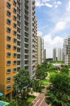 A new colorful neighborhood estate in Singapore.