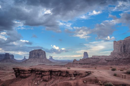 Monument Valley panorama. Panoramic view into Monument Valley near Kayenta navajo natunal park USA.