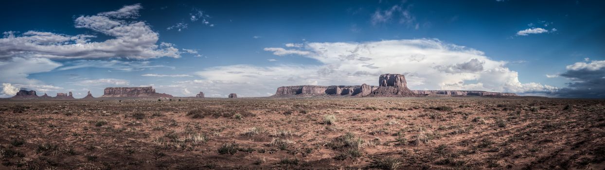 Monument Valley panorama. Panoramic view into Monument Valley near Kayenta navajo natunal park USA.