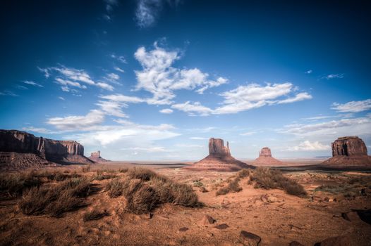 Monument Valley panorama. Panoramic view into Monument Valley near Kayenta navajo natunal park USA.