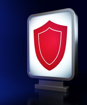 Privacy concept: Shield on advertising billboard background, 3d render