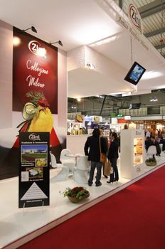 People visit local and regional food productions at Tuttofood 2013, Milano World Food Exhibition.