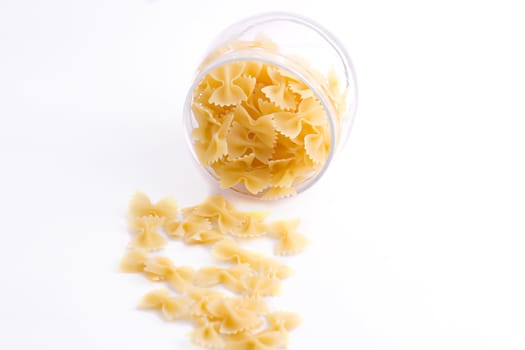 Multi-colored pasta isolated on a white background